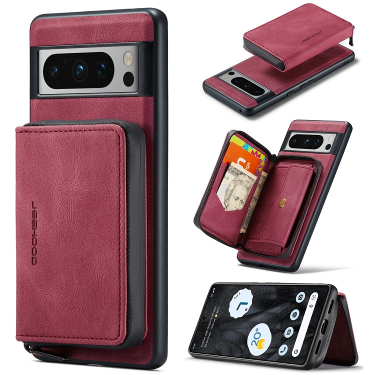 JEEHOOD Magnetic Zipper Wallet Phone Leather Case, For Google Pixel 8 Pro, For Google Pixel 8