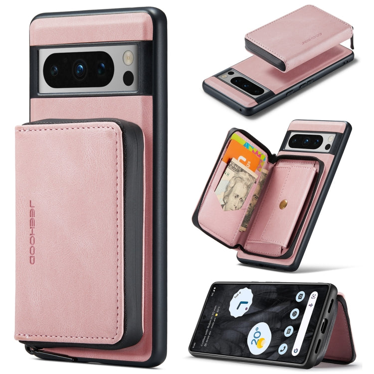 JEEHOOD Magnetic Zipper Wallet Phone Leather Case, For Google Pixel 8 Pro, For Google Pixel 8