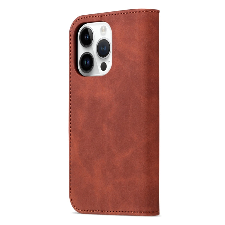 AZNS Skin Feel Calf Texture Flip Leather Phone Case, For iPhone 15 Pro, For iPhone 15 Plus, For iPhone 15