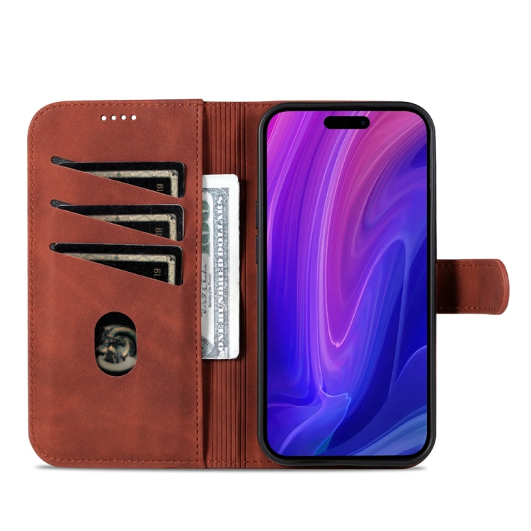 AZNS Skin Feel Calf Texture Flip Leather Phone Case, For iPhone 15 Pro, For iPhone 15 Plus, For iPhone 15