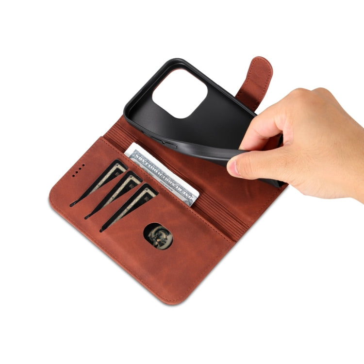 AZNS Skin Feel Calf Texture Flip Leather Phone Case, For iPhone 15 Pro, For iPhone 15 Plus, For iPhone 15