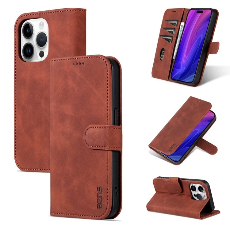 AZNS Skin Feel Calf Texture Flip Leather Phone Case, For iPhone 17 Pro, For iPhone 17, For iPhone Air, For iPhone 15 Pro Max