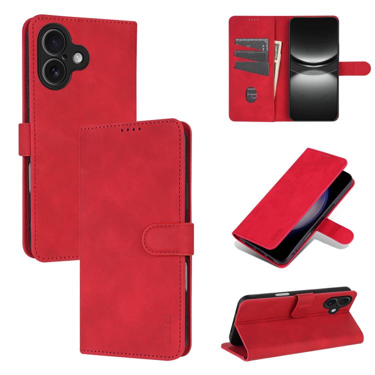 AZNS Skin Feel Calf Texture Flip Leather Phone Case, For iPhone 17 Pro, For iPhone 17, For iPhone Air, For iPhone 15 Pro Max