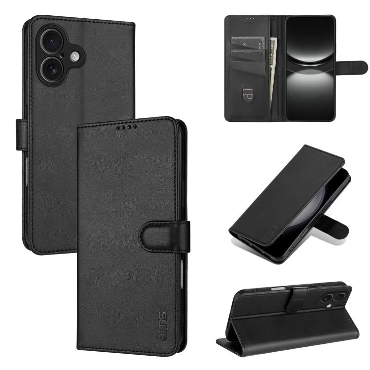 AZNS Skin Feel Calf Texture Flip Leather Phone Case, For iPhone 17 Pro, For iPhone 17, For iPhone Air, For iPhone 15 Pro Max