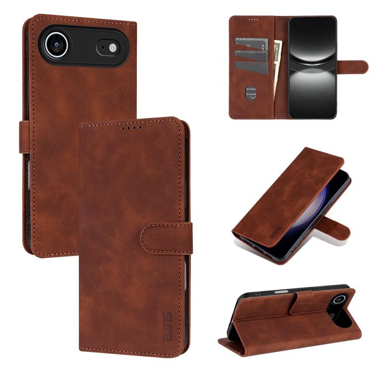 AZNS Skin Feel Calf Texture Flip Leather Phone Case, For iPhone 17 Pro, For iPhone 17, For iPhone Air, For iPhone 15 Pro Max