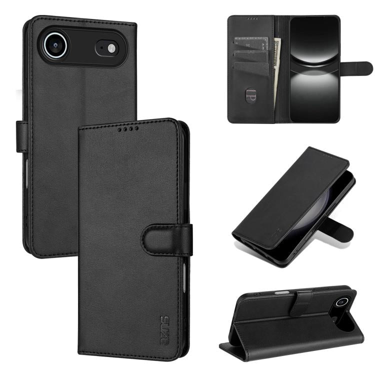 AZNS Skin Feel Calf Texture Flip Leather Phone Case, For iPhone 17 Pro, For iPhone 17, For iPhone Air, For iPhone 15 Pro Max