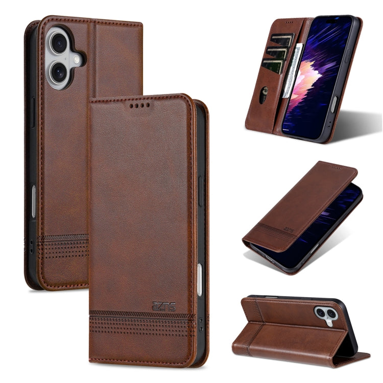 AZNS Magnetic Calf Texture Flip Leather Phone Case, For iPhone Air, For iPhone 16 Pro Max, For iPhone 16 Pro, For iPhone 16 Plus