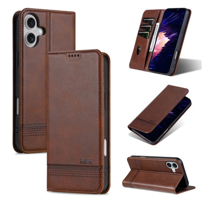 AZNS Magnetic Calf Texture Flip Leather Phone Case, For iPhone Air, For iPhone 16 Pro Max, For iPhone 16 Pro, For iPhone 16 Plus