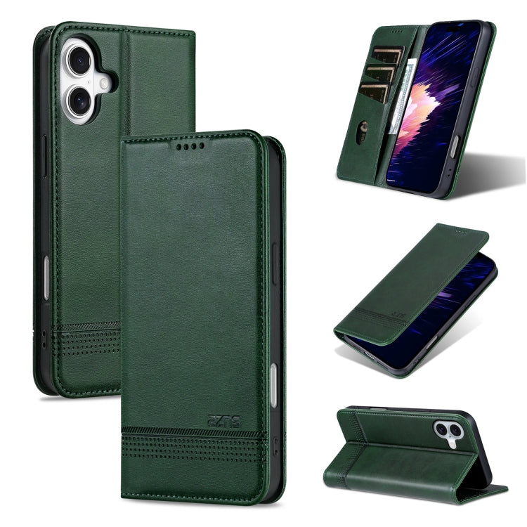 AZNS Magnetic Calf Texture Flip Leather Phone Case, For iPhone Air, For iPhone 16 Pro Max, For iPhone 16 Pro, For iPhone 16 Plus