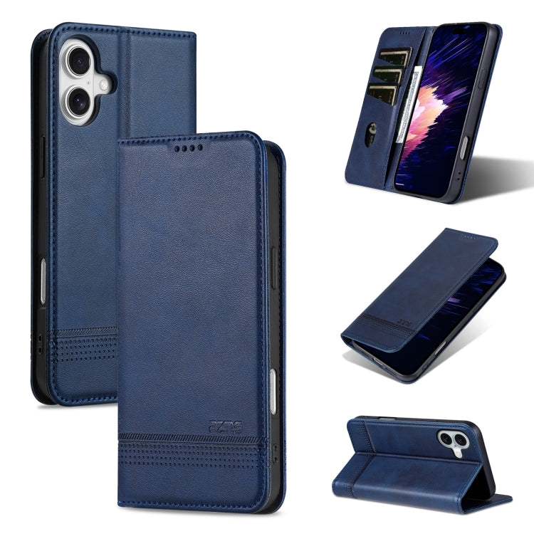 AZNS Magnetic Calf Texture Flip Leather Phone Case, For iPhone Air, For iPhone 16 Pro Max, For iPhone 16 Pro, For iPhone 16 Plus