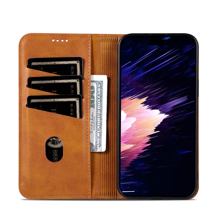 AZNS Magnetic Calf Texture Flip Leather Phone Case, For iPhone Air, For iPhone 16 Pro Max, For iPhone 16 Pro, For iPhone 16 Plus