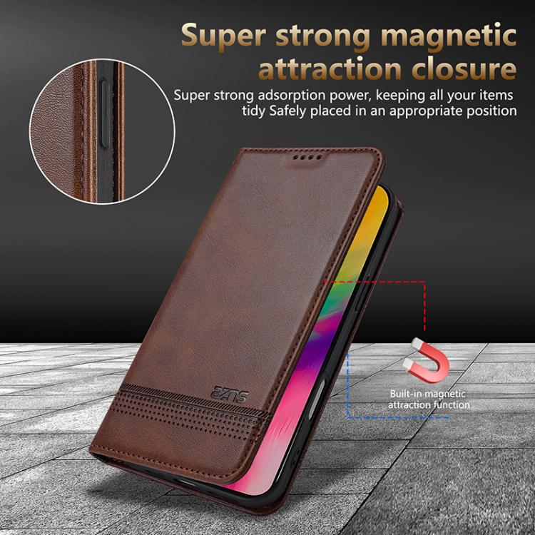 AZNS Magnetic Calf Texture Flip Leather Phone Case, For iPhone Air, For iPhone 16 Pro Max, For iPhone 16 Pro, For iPhone 16 Plus