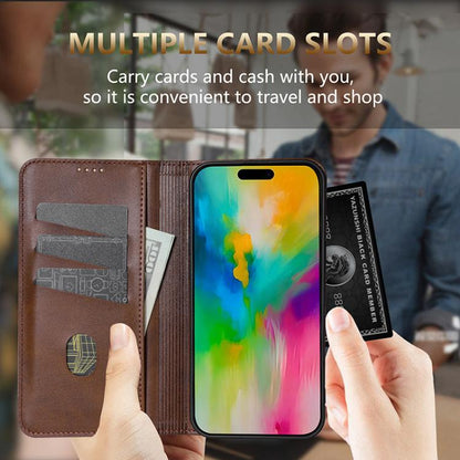 AZNS Magnetic Calf Texture Flip Leather Phone Case, For iPhone Air, For iPhone 16 Pro Max, For iPhone 16 Pro, For iPhone 16 Plus