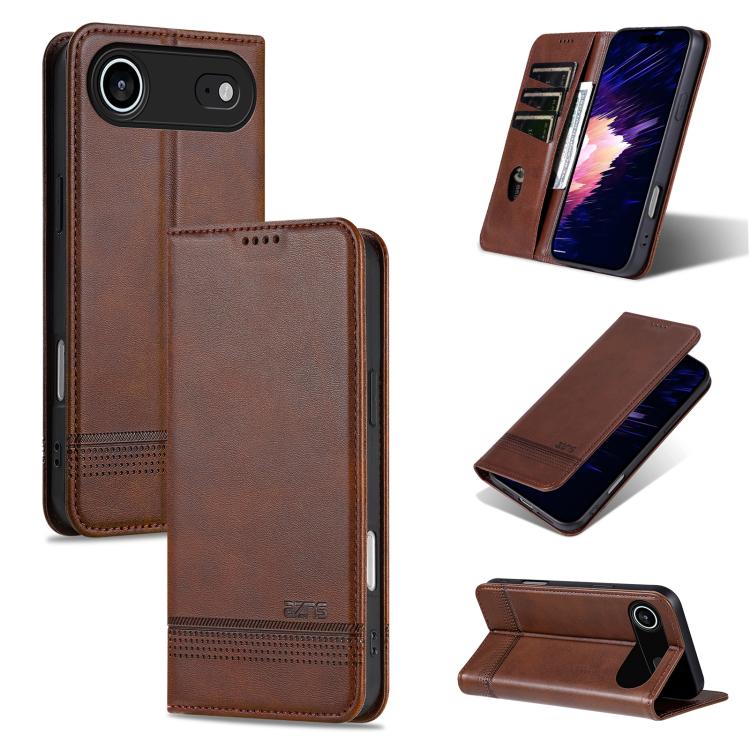 AZNS Magnetic Calf Texture Flip Leather Phone Case, For iPhone Air, For iPhone 16 Pro Max, For iPhone 16 Pro, For iPhone 16 Plus
