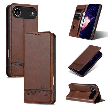 AZNS Magnetic Calf Texture Flip Leather Phone Case, For iPhone Air, For iPhone 16 Pro Max, For iPhone 16 Pro, For iPhone 16 Plus