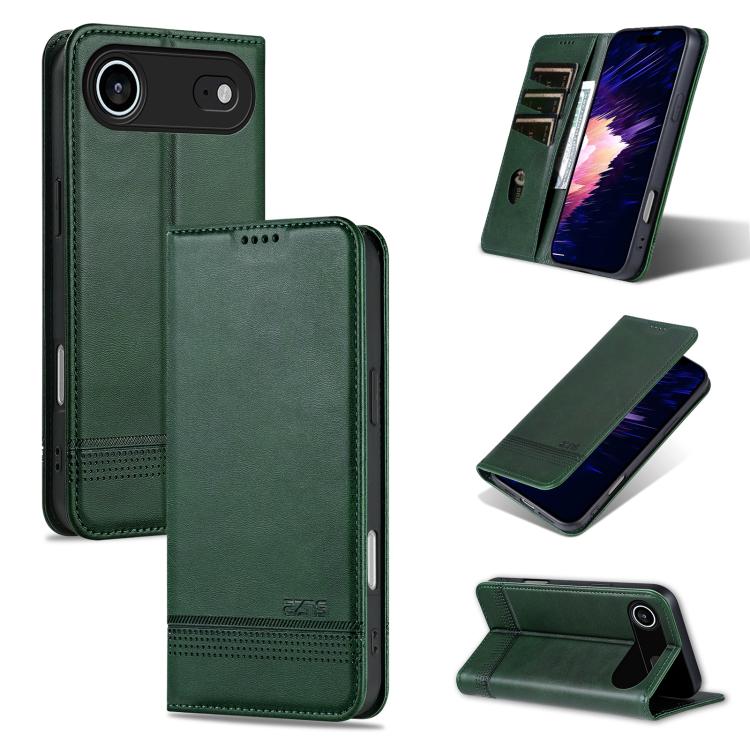 AZNS Magnetic Calf Texture Flip Leather Phone Case, For iPhone Air, For iPhone 16 Pro Max, For iPhone 16 Pro, For iPhone 16 Plus