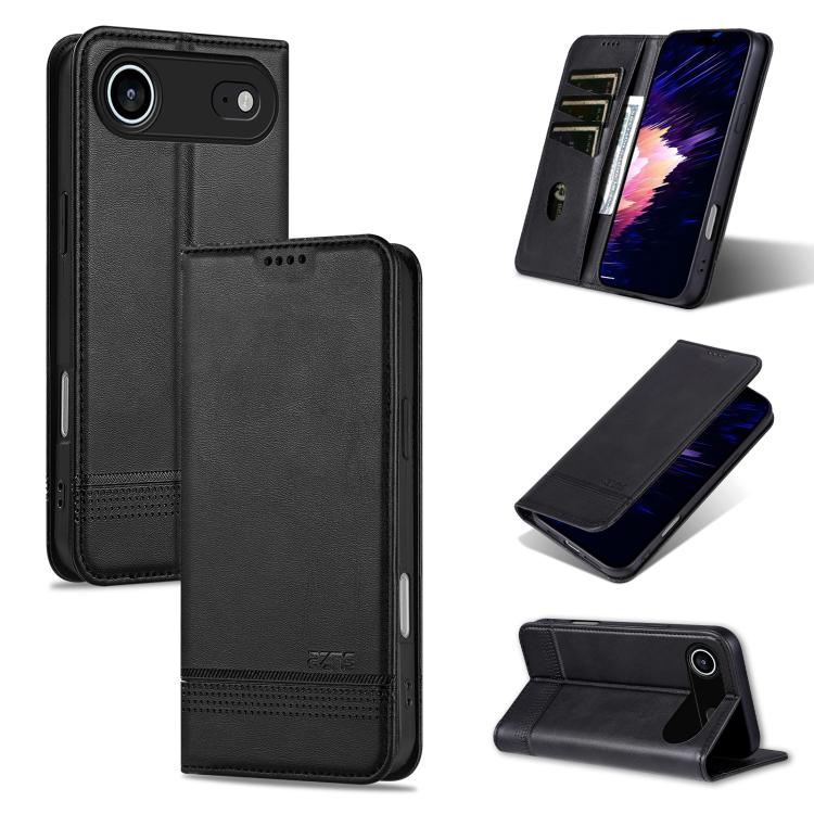 AZNS Magnetic Calf Texture Flip Leather Phone Case, For iPhone Air, For iPhone 16 Pro Max, For iPhone 16 Pro, For iPhone 16 Plus