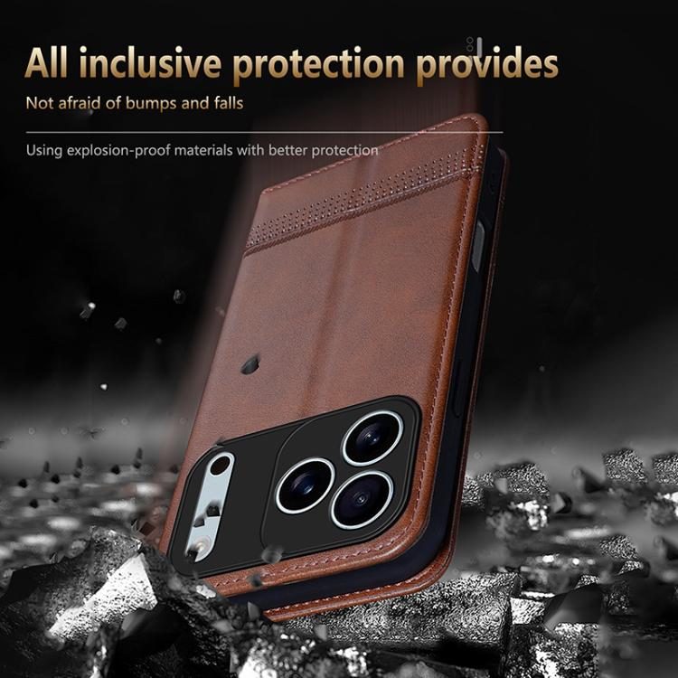 AZNS Magnetic Calf Texture Flip Leather Phone Case, For iPhone 17 Pro, For iPhone 17, For iPhone Air, For iPhone 16 Pro Max