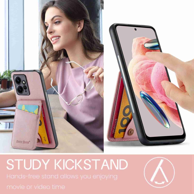 Fierre Shann Crazy Horse Card Holder Back Cover PU Phone Case, For Xiaomi Redmi Note 12 4G Global, For Xiaomi Redmi Note 12 Pro+ Global, For Xiaomi Redmi Note 12 Pro 5G Global, For Xiaomi Redmi Note 12 5G Global