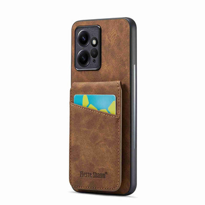 Fierre Shann Crazy Horse Card Holder Back Cover PU Phone Case, For Xiaomi Redmi Note 12 4G Global, For Xiaomi Redmi Note 12 Pro+ Global, For Xiaomi Redmi Note 12 Pro 5G Global, For Xiaomi Redmi Note 12 5G Global