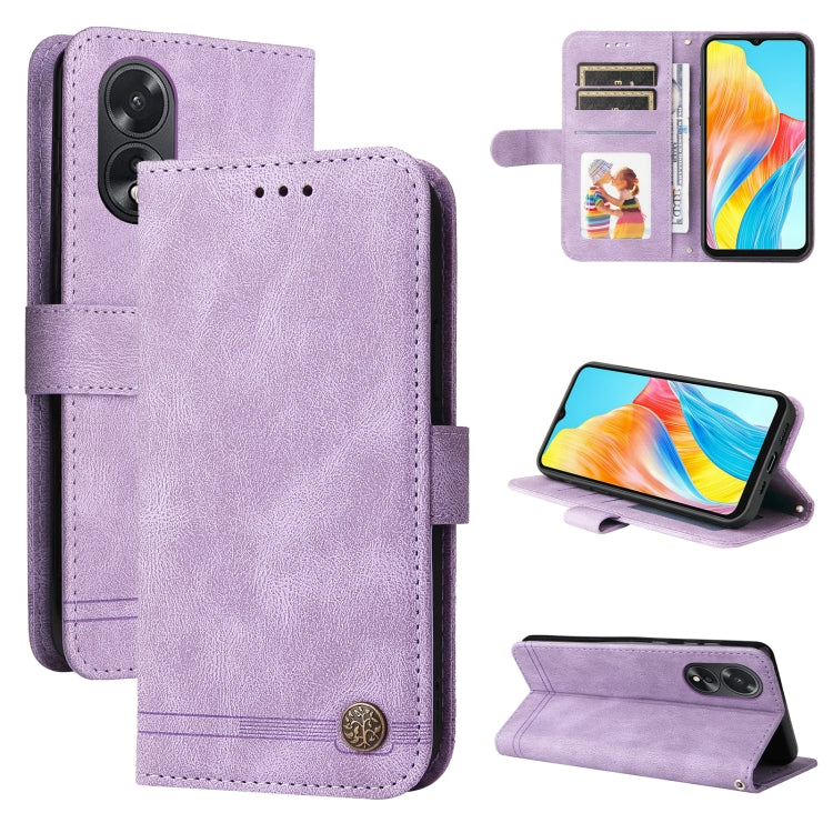 Skin Feel Life Tree Metal Button Leather Phone Case, Series 1