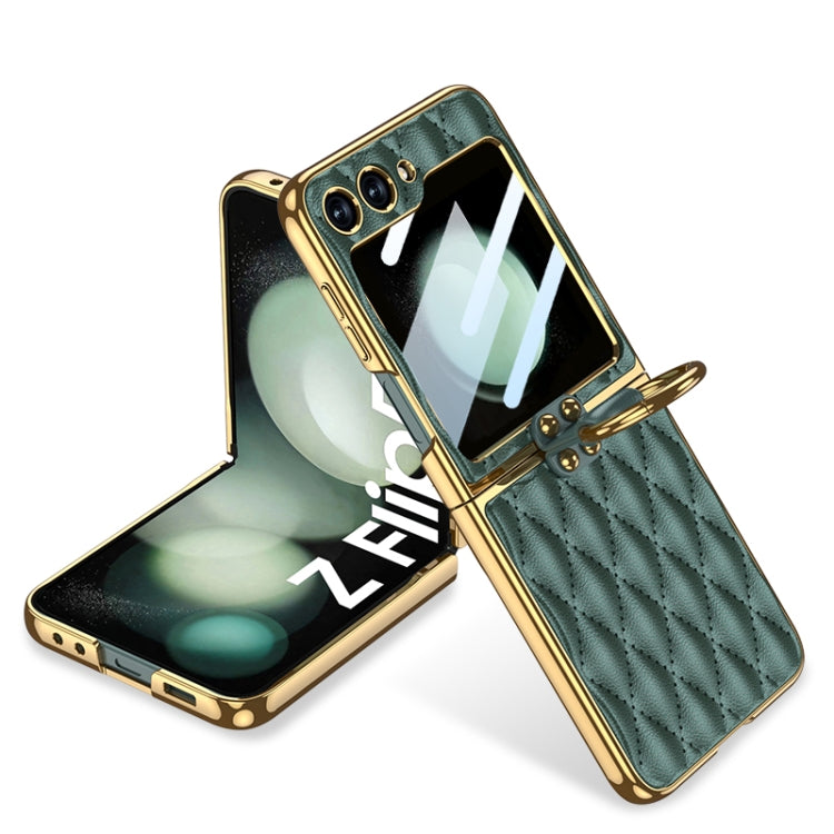 GKK Integrated Plating Diamond Texture PU Phone Case with Ring