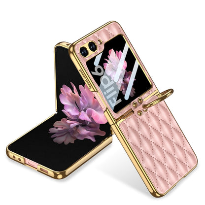 GKK Integrated Plating Diamond Texture PU Phone Case with Ring