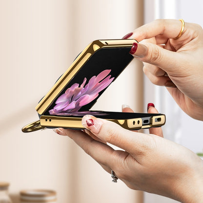 GKK Integrated Plating Diamond Texture PU Phone Case with Ring, For Samsung Galaxy Z Flip6/7 FE, For Samsung Galaxy Z Flip7 5G, For Samsung Galaxy Z Flip5