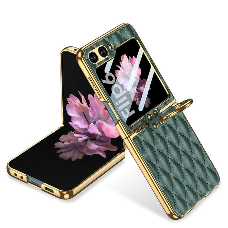 GKK Integrated Plating Diamond Texture PU Phone Case with Ring