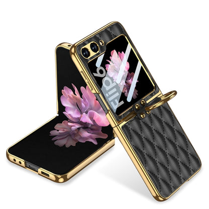 GKK Integrated Plating Diamond Texture PU Phone Case with Ring