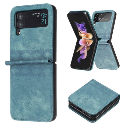Plaid Embossed Leather Phone Case, For Samsung Galaxy Z Flip6 / Flip7 FE, For Samsung Galaxy Z Flip5, For Samsung Galaxy Z Flip4, For Samsung Galaxy Z Flip3 5G