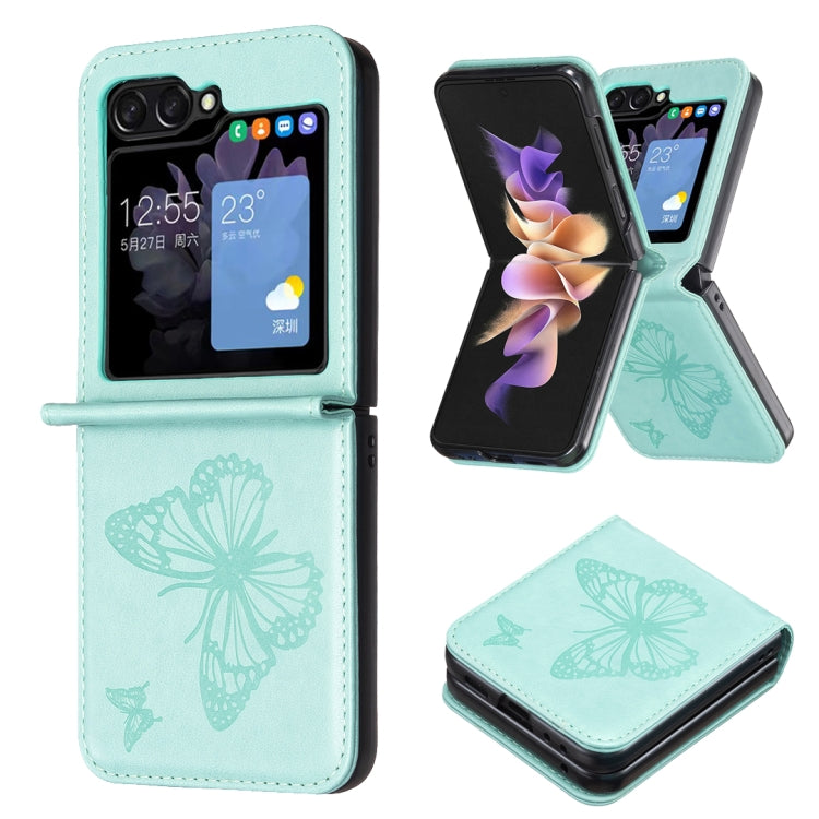 Embossing Two Butterflies Leather Phone Case, For Samsung Galaxy Z Flip6 / Flip7 FE, For Samsung Galaxy Z Flip5, For Samsung Galaxy Z Flip4, For Samsung Galaxy Z Flip3 5G