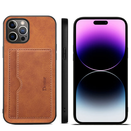 Denior PU Single Card Slot Holder Phone Case, For iPhone 15 Pro Max, For iPhone 15 Pro, For iPhone 15 Plus, For iPhone 15