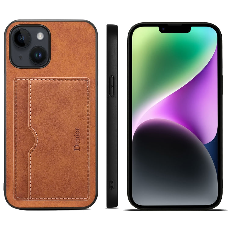 Denior PU Single Card Slot Holder Phone Case, For iPhone 15 Pro Max, For iPhone 15 Pro, For iPhone 15 Plus, For iPhone 15