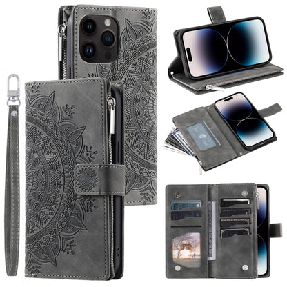 Multi-Card Totem Zipper Leather Phone Case