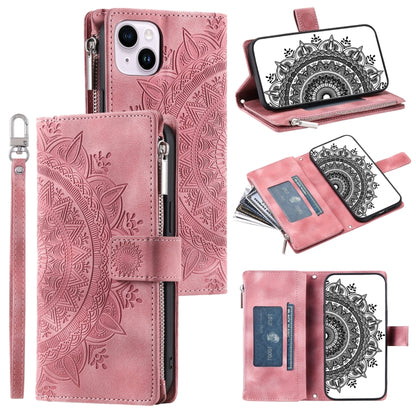 Multi-Card Totem Zipper Leather Phone Case