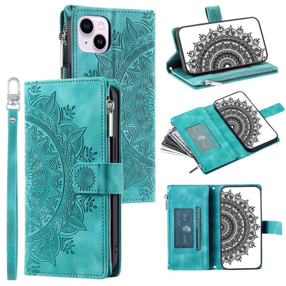 Multi-Card Totem Zipper Leather Phone Case
