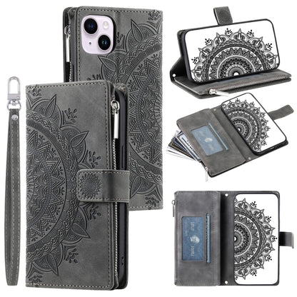 Multi-Card Totem Zipper Leather Phone Case