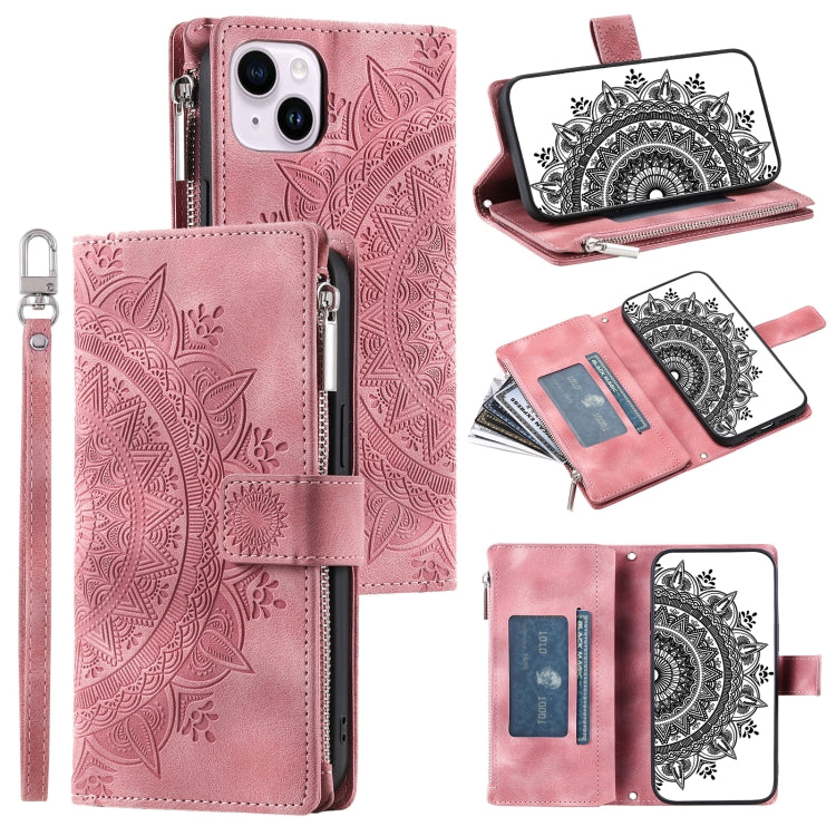 Multi-Card Totem Zipper Leather Phone Case