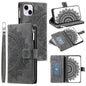 Multi-Card Totem Zipper Leather Phone Case