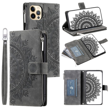 Multi-Card Totem Zipper Leather Phone Case