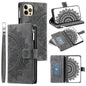 Multi-Card Totem Zipper Leather Phone Case