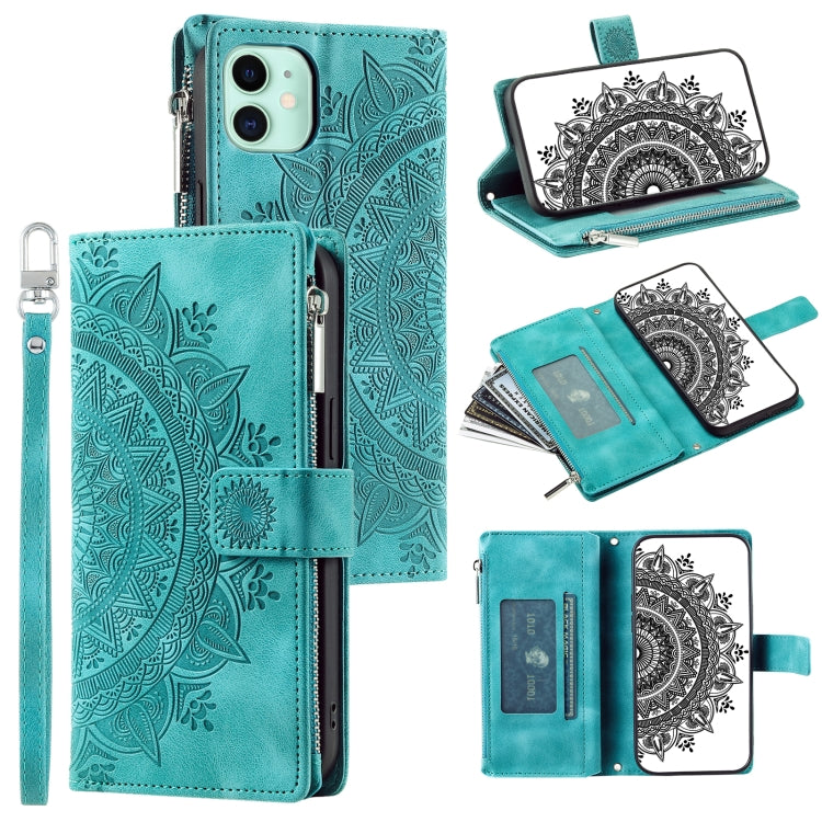 Multi-Card Totem Zipper Leather Phone Case