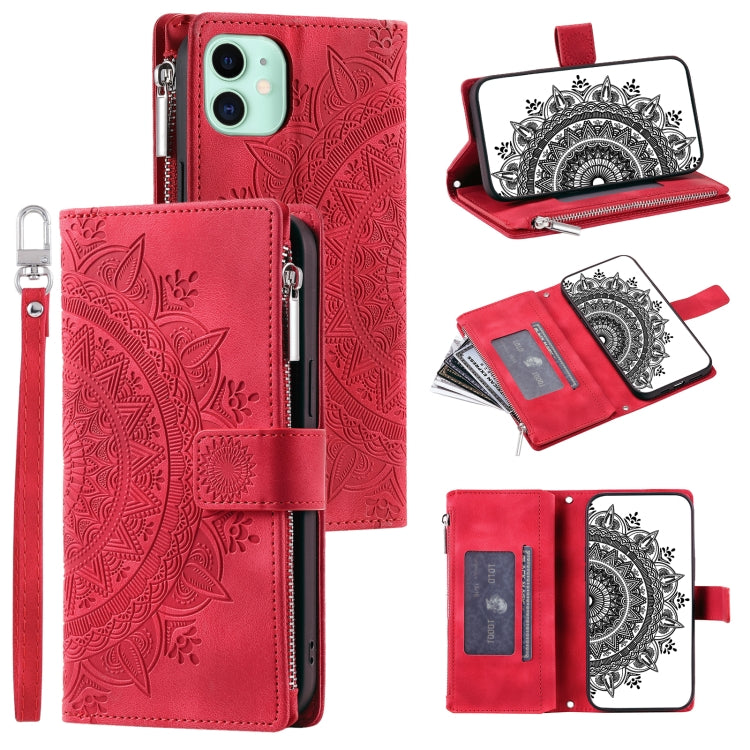 Multi-Card Totem Zipper Leather Phone Case