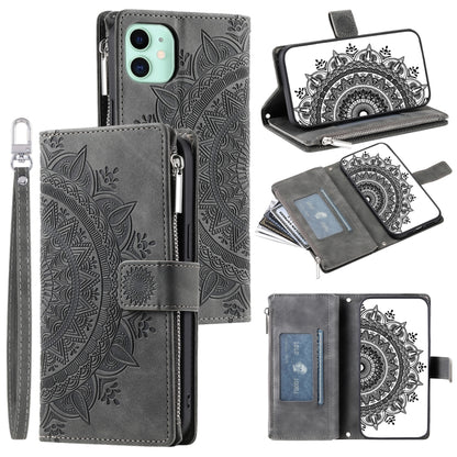 Multi-Card Totem Zipper Leather Phone Case