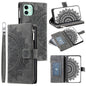 Multi-Card Totem Zipper Leather Phone Case