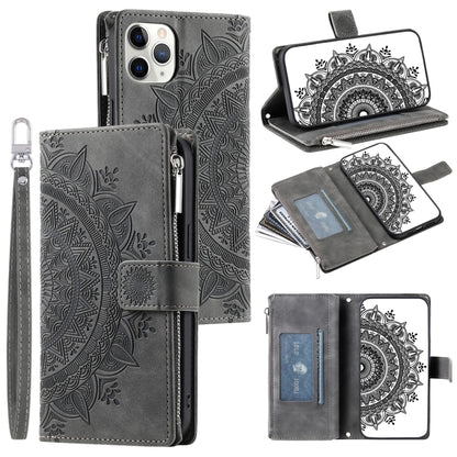 Multi-Card Totem Zipper Leather Phone Case