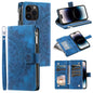 Multi-Card Totem Zipper Leather Phone Case, For iPhone 16e / 17e, For iPhone 16 Pro Max, For iPhone 16 Pro, For iPhone 16 Plus