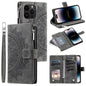 Multi-Card Totem Zipper Leather Phone Case, For iPhone 16e / 17e, For iPhone 16 Pro Max, For iPhone 16 Pro, For iPhone 16 Plus