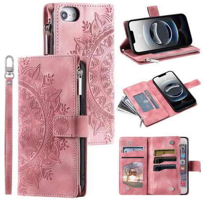 Multi-Card Totem Zipper Leather Phone Case, For iPhone 16e / 17e, For iPhone 16 Pro Max, For iPhone 16 Pro, For iPhone 16 Plus